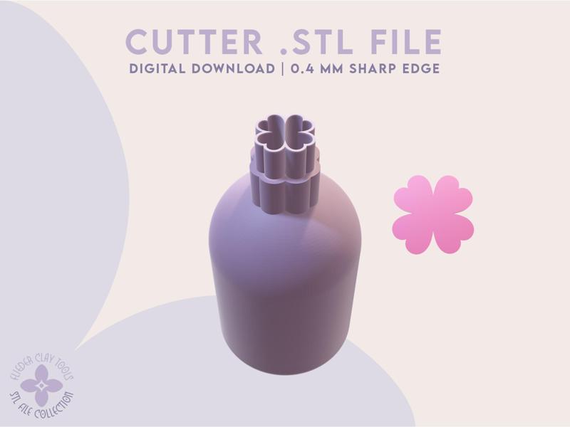 Micro Four Leaf Clover Polymer Clay Cutter | Clover Cookie Cutter | Digital STL File