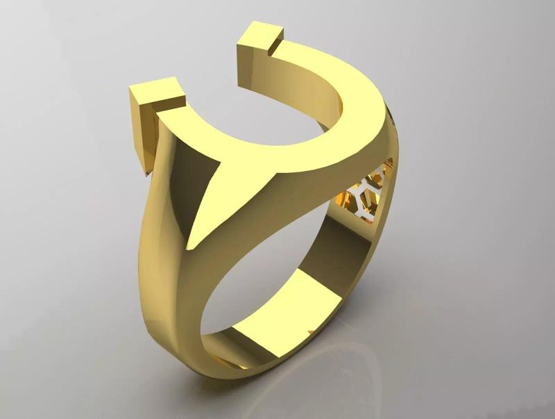 Man gold ring with horseshoe design mr0157