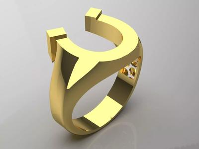 Man gold ring with horseshoe design mr0157