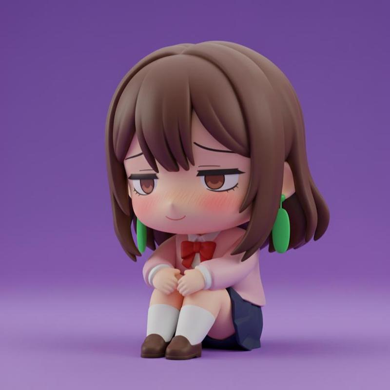 Momo Ayase Shy chibi (Fan Art) 🌸 - Dandadan 3D Model Anime Girl