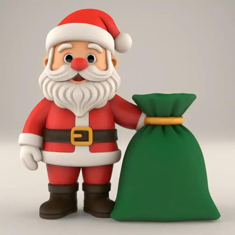 Cute Cartoon Santa Claus 3D Print Christmas Decor STL