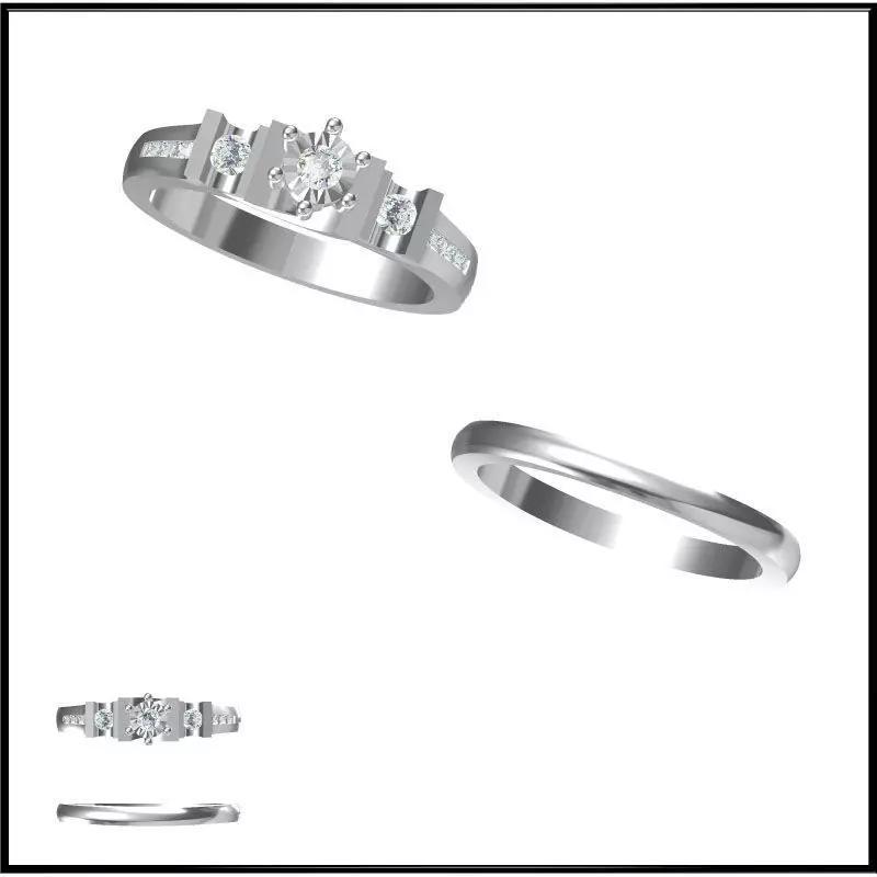 JCD Format Minimalist bridal set rings 3d cad jewelry design