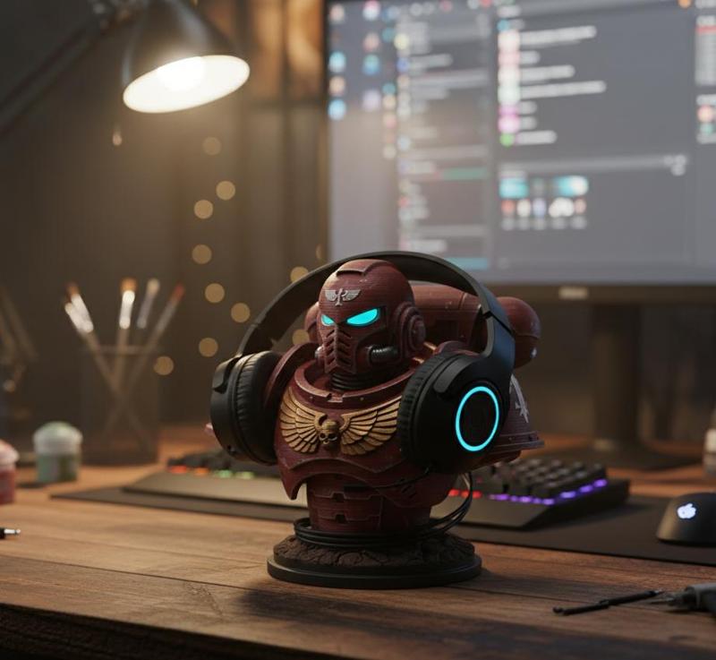 Gothic Sci-fi Armored Warrior Bust - Headset Stand - 30cm