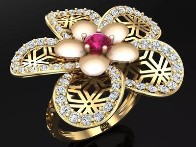 Mesh flower ring - Italian rings - Womens Rings - N6356