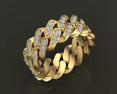 Diamond Cuban Ring 8mm size 9US