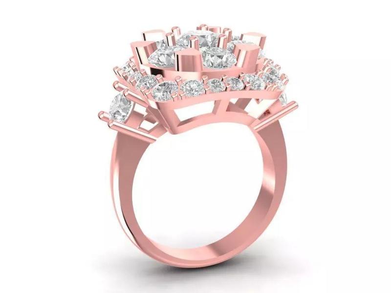 Luxury Multi Layer Diamond Cluster Ring for Women 3D Model 700