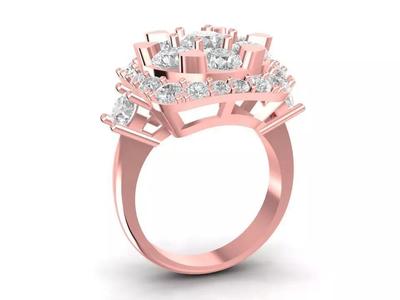 Luxury Multi Layer Diamond Cluster Ring for Women 3D Model 700