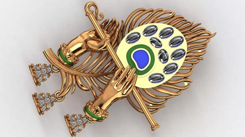 krishna feather locket krishna locket polki jewellery