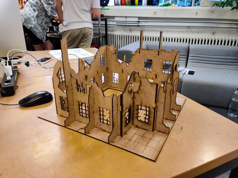Destroyed Ruin Building Scenery for Laser Cut