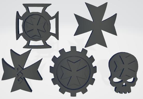 Black Templars Unit Icons Moulded Hard Transfers & Shoulder Pads