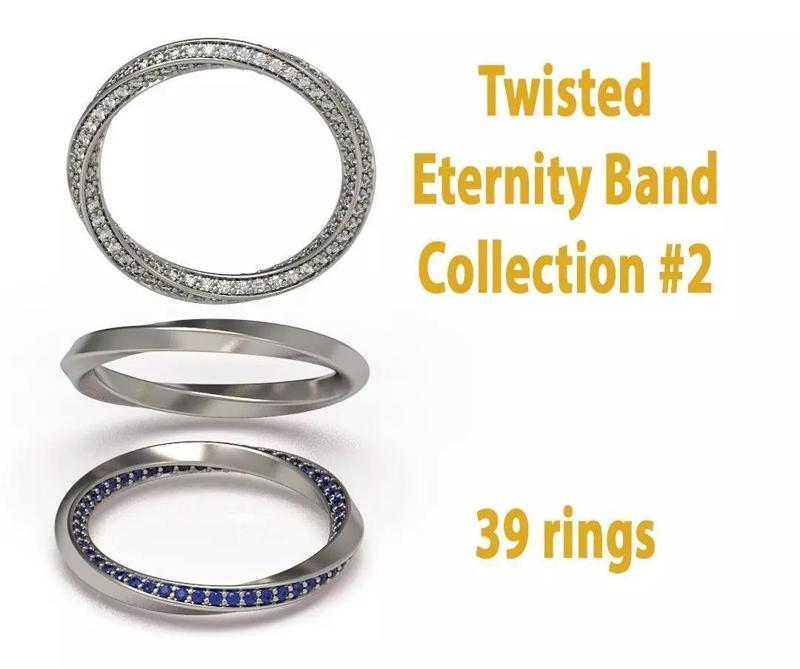 Diamond Twisted Eternity Ring Spiral Pave Band Collection 2