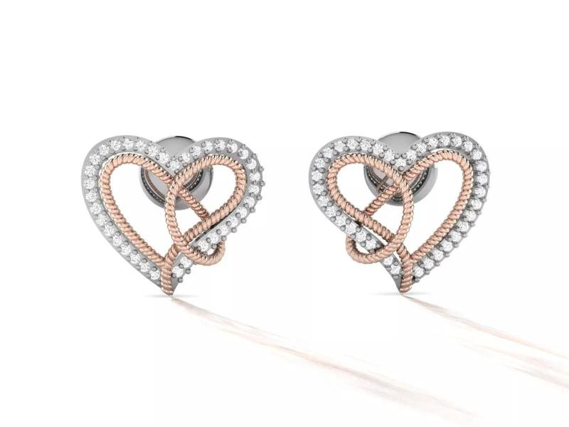 Women Heart Earring 3dm STL OBJ FBX Render Details