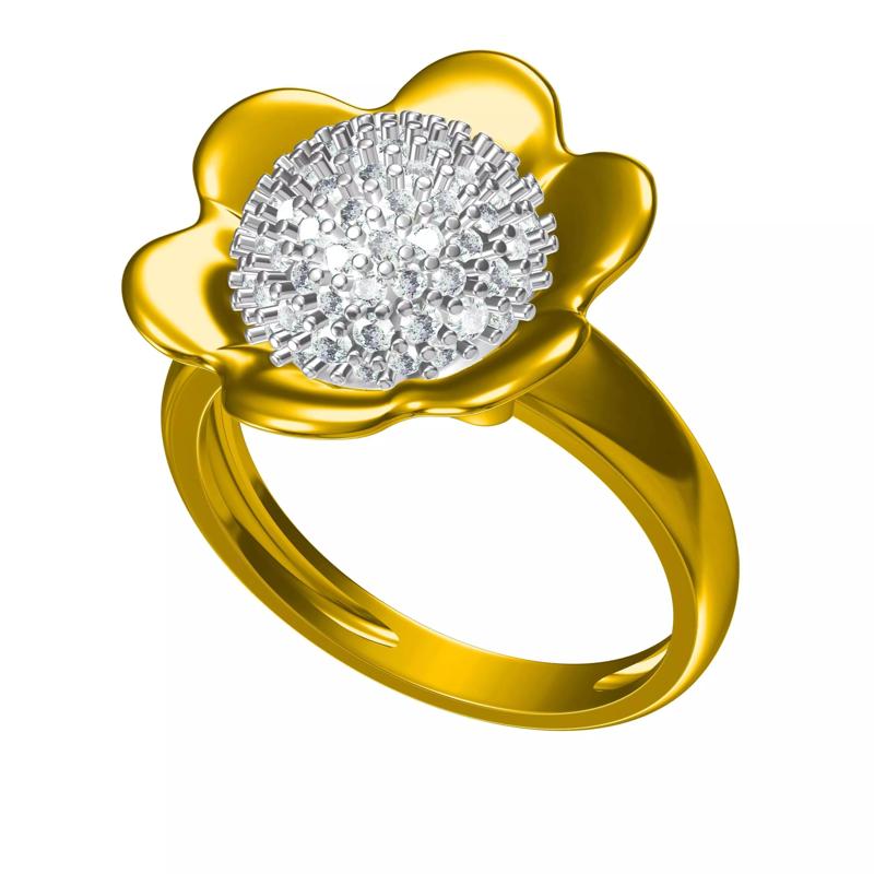 flower Round Cut Engagement Rings