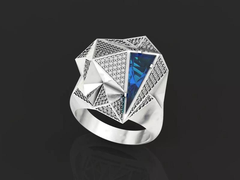 futuristic ring  geometry Carrera Iceberg collection 1052