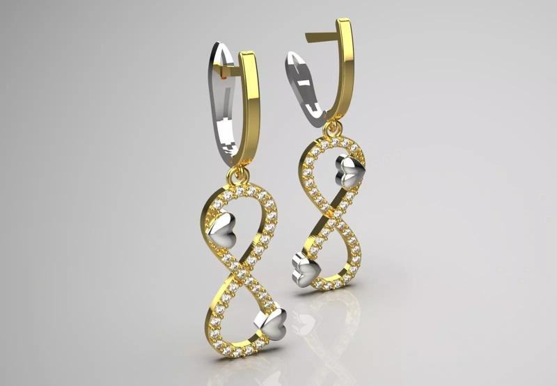 Luxury Two-tone Gold Earrings Infinity Design Model je0111