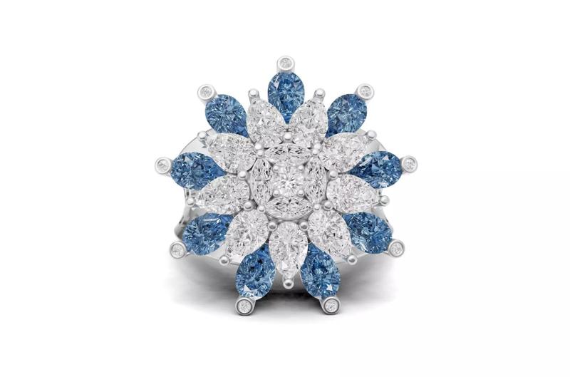 Flower Fancy Cluster Cocktail Diamond Ring For Women