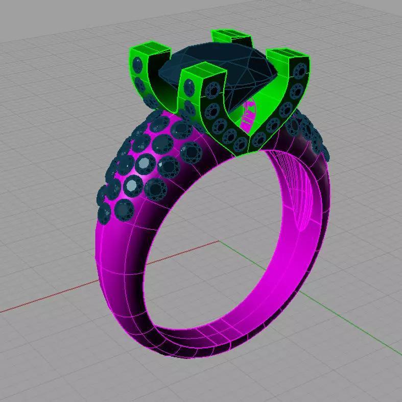 Fashion engagement ring round diamond  Solitario pietra grande