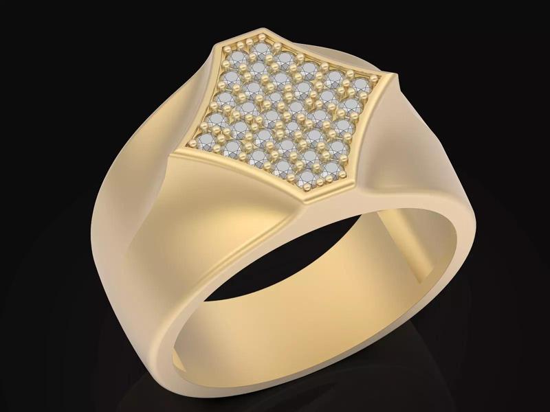 fashion Square Man Ring Sculpture jewelry Silver Gold  Print