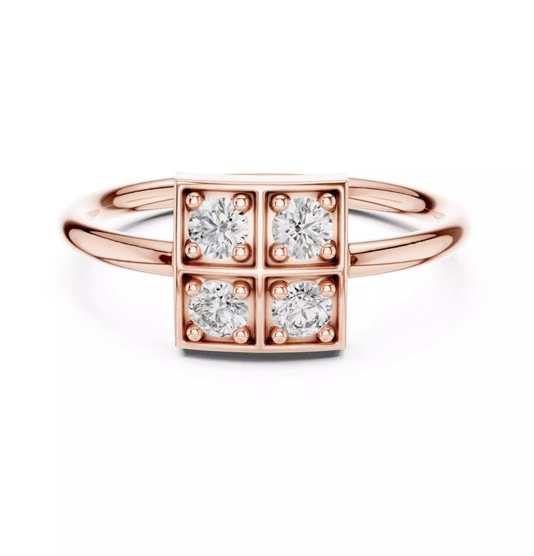 Four Stone Round Cut Square Shape Engagement Ring 3DM STL Video