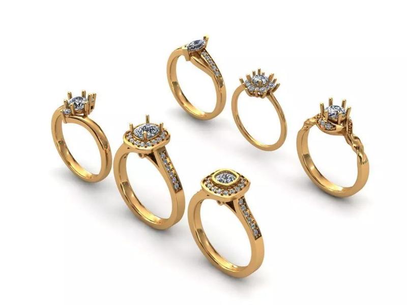 Free Pack - 6 Gemstone Ring 3D Models