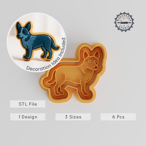 Australian Cattle Dog Cookie Cutter & Stamp, Pet Breed Shape, 3 Sizes, Perfect for Cookies & Fondant, Animal Baking Set