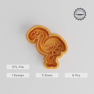 Flamingo Cookie Cutter & Stamp Set, 3 Sizes, Wildlife Zoo Theme, Exotic Pink Bird, Perfect for Fondant