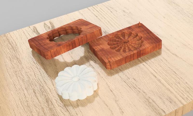 Japanese Wagashi Mold Set(Kiku) | Rakugan Candy Mold | 3D Printable STL Files | Traditional Wooden Style