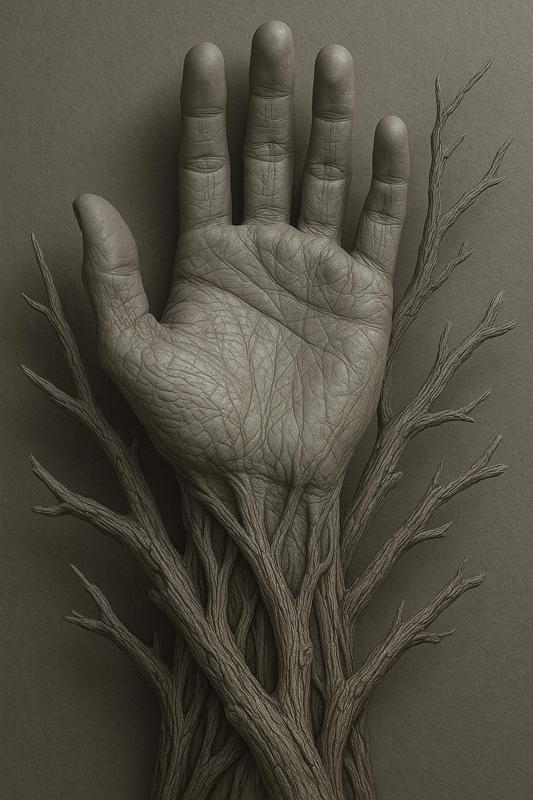 Veined Hand with Branch Arm - Organic Fusion STL