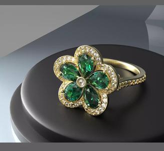 golden pear flower ring