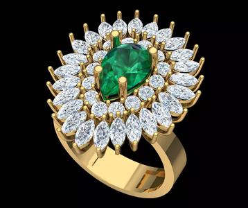 Emerald Sunburst Ring