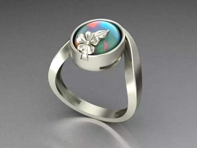 Engagement ring with opal