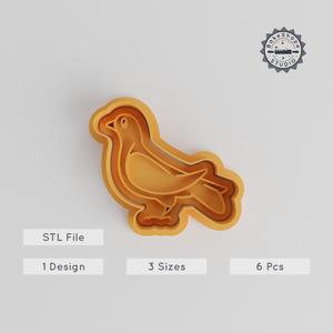 Pigeon Cookie Cutter & Stamp Set, Flying Bird Animal Shapes, Fondant Decor, S/M/L Sizes, Cute Feathered Friend Design