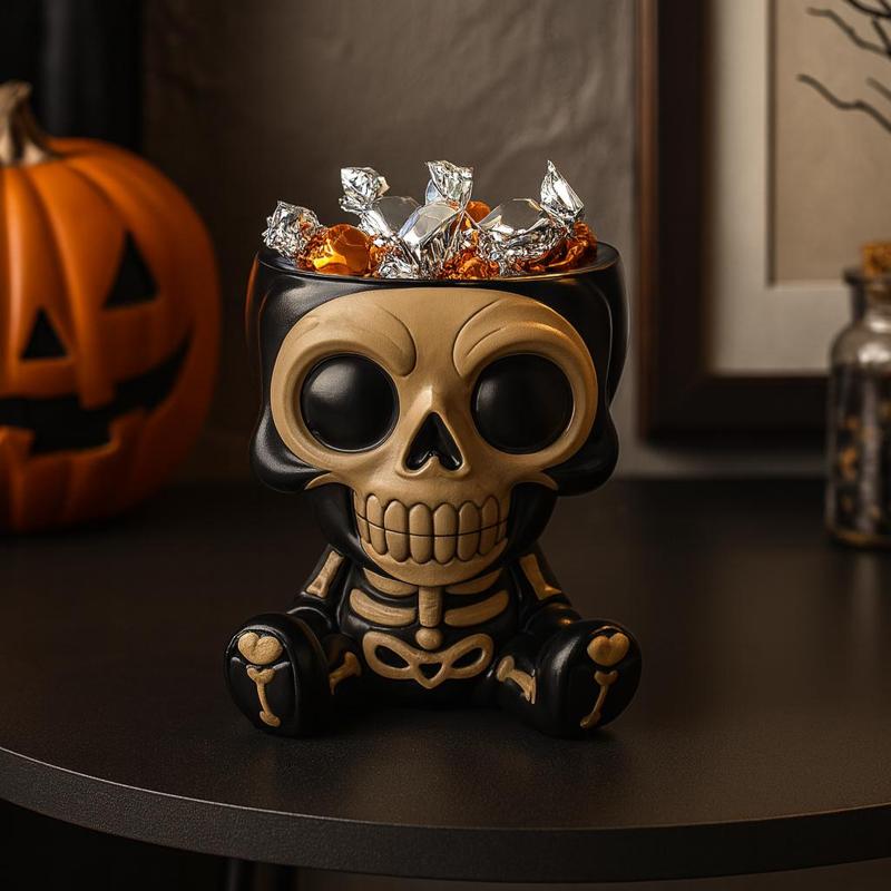 Skeleton Skull Bowl | 3D Printable Halloween Candy Dish | Creepy Cute Skeleton Bowl STL | Spooky Home Decor