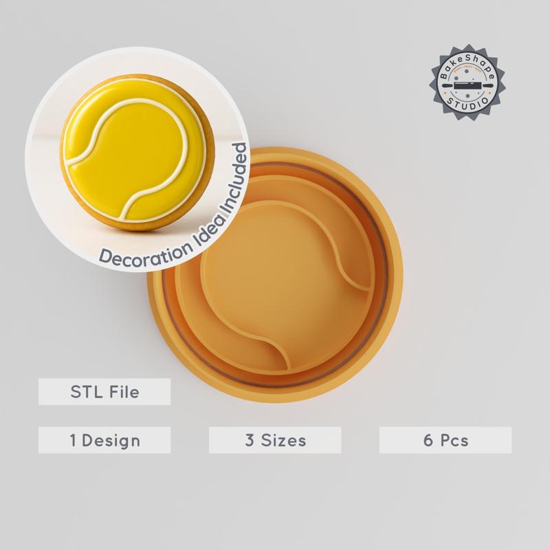 Tennis Ball Cutter & Stamp Set, Cookie & Fondant Tools, 3 Sizes S/M/L