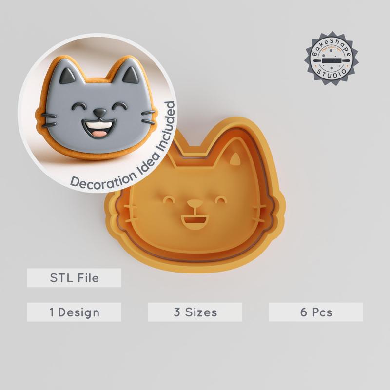 Laughing Face Cookie Cutter & Stamp Set, 6-Piece, Happy & Joyful Design, Perfect for Cookies & Fondant, S/M/L Sizes