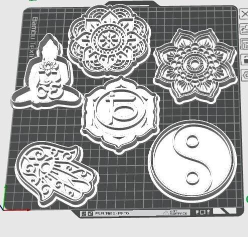 🌸 Pack Set STL Cutter Set Yoga & Spiritual - Mandalas, Buddha, Om and more
