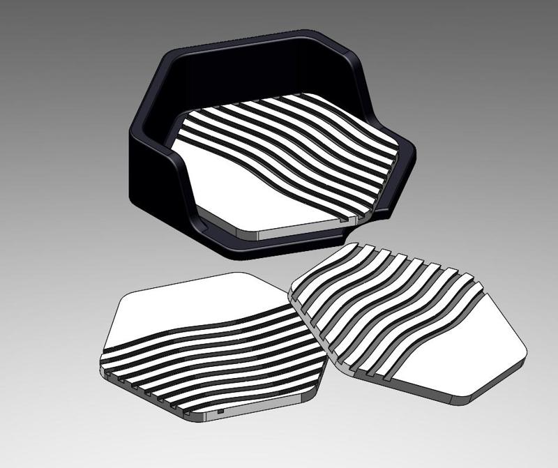 COASTER CUP HOLDER WAVE HEXAGON