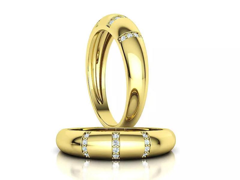 Bespoke Dome Diamond Ring 3 rows of stones 5mm wide