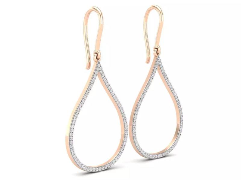 AV 676  Diamond Ladies Teardrop Dangling Earrings