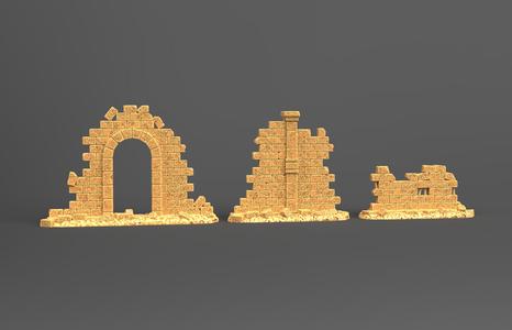 Ruined Medieval Stone Walls – Diorama & Tabletop Terrain