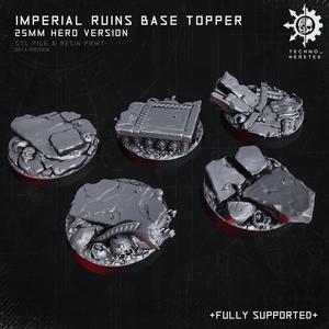 Imperial ruins scenic hero base toppers 25mm - for WH40k