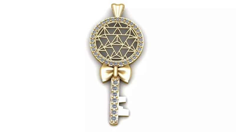 Luxury Diamond Key Pendant 3d Printable Model