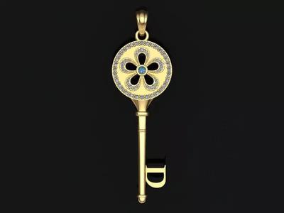 Key pendant letter D