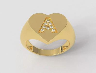Heart Ring - Diamond Letter A
