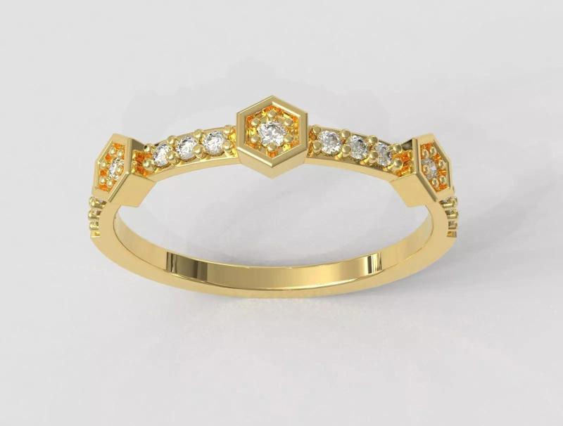 Hexagon Diamond Ring