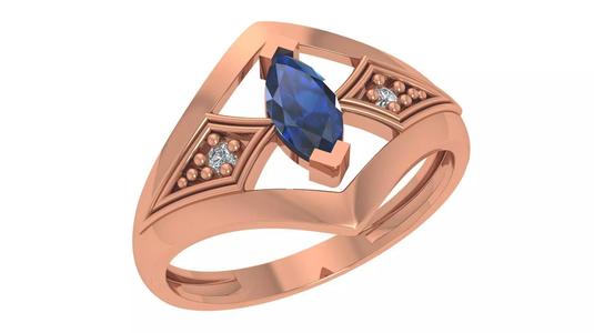 Sapphire High Jewelry Cocktail Ring 3dm stl renders details