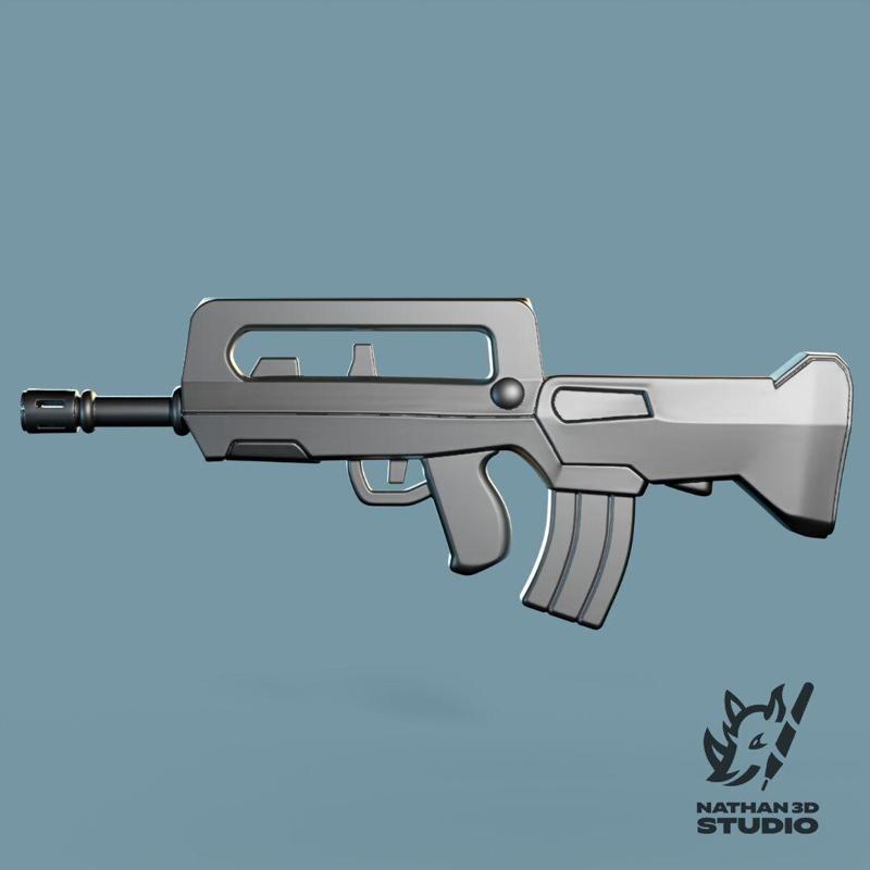 FAMAS Stylized Rifle - 3D Printable Bullpup Toy Gun STL Model
