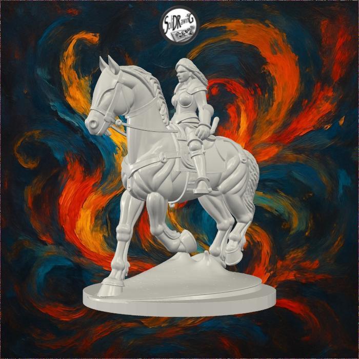 Armored Warrior Woman on Horseback – SoliDRawinGs SG788