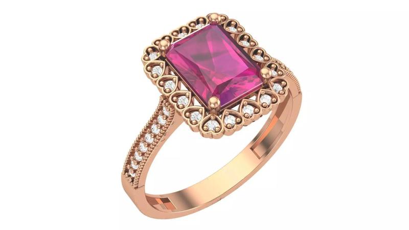 Halo Ruby Ring 3dm stl render details