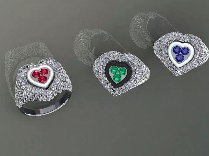 Heart Pave Enamel Ring
